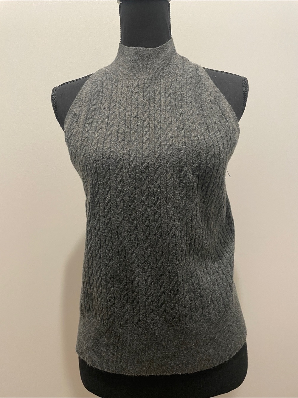 a new day Charcoal Cable Knit Sleeveless Mock Neck Sweater